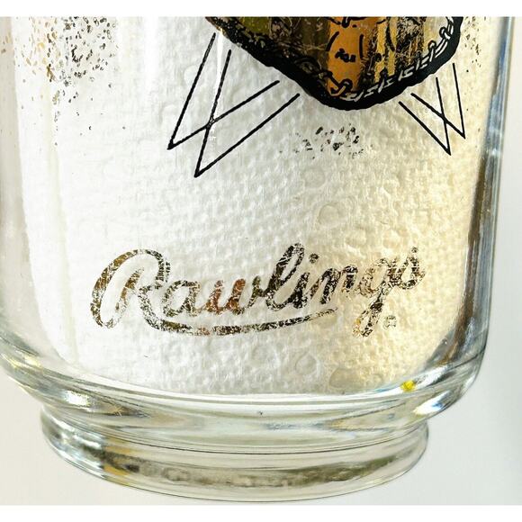 Vtg MCM Set Libbey Rawlings Atomic Baseball Football Black Gold Low Ball Glasses - Picture 3 of 6
